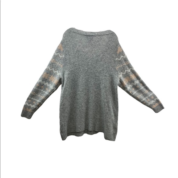 Lane Bryant Women Plus 18/20 2X Gray Fair Isle Snowflake Sparkle V-Neck Sweater - Picture 4 of 9